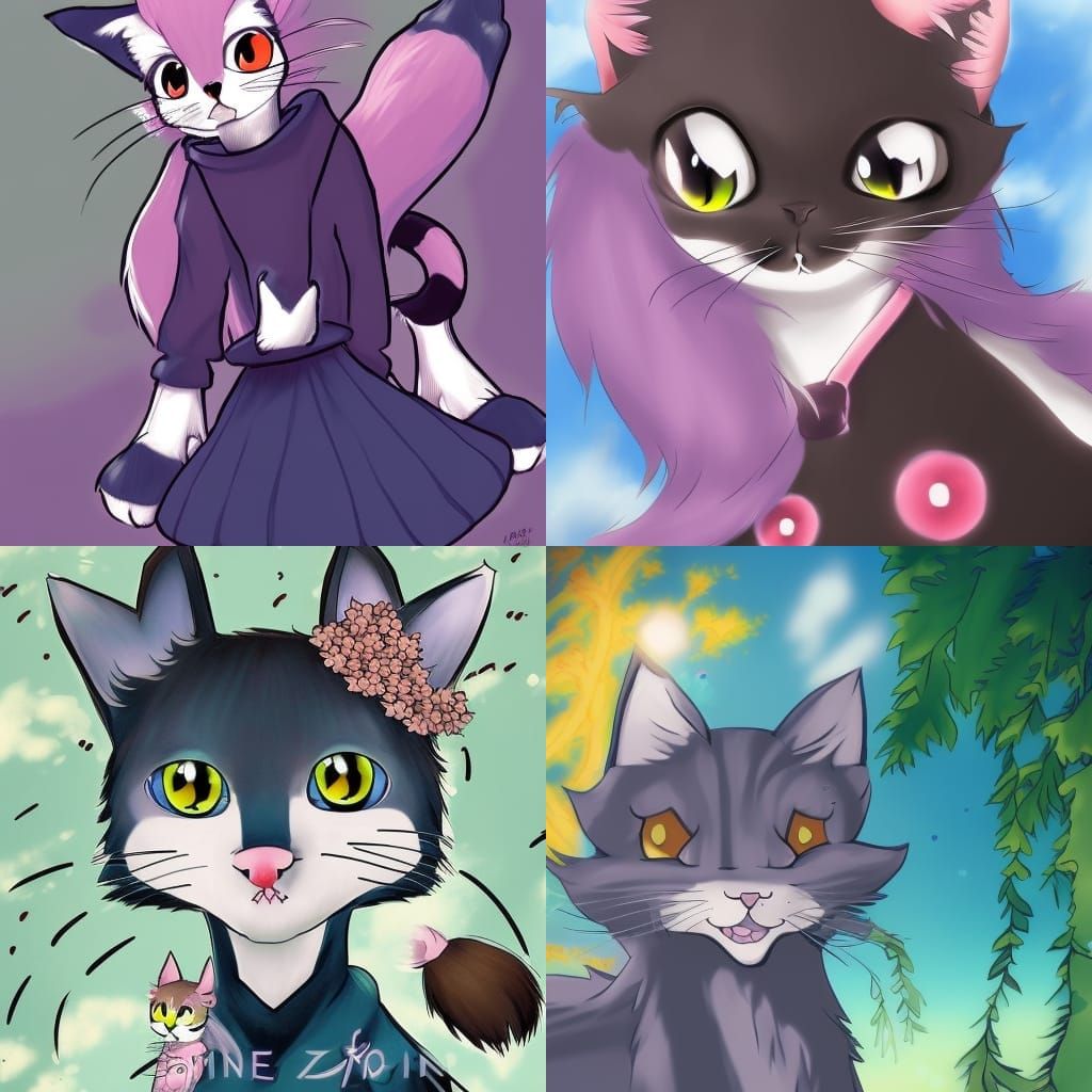Anime-Style Fursona Cat in Japanese Manga