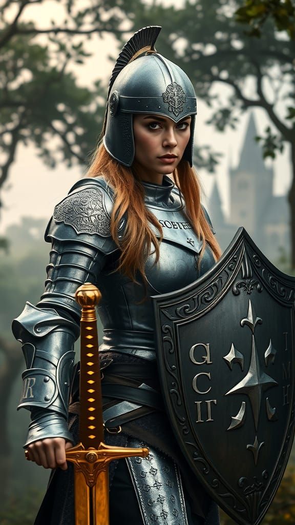 Majestic Silver Crusader Walks Through Enchanted Forest