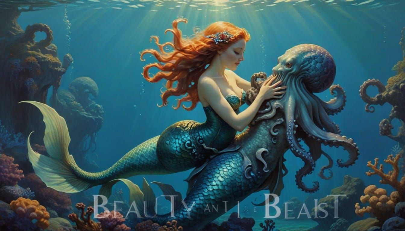 Underwater Beauty and the Beast Disney Movie Poster