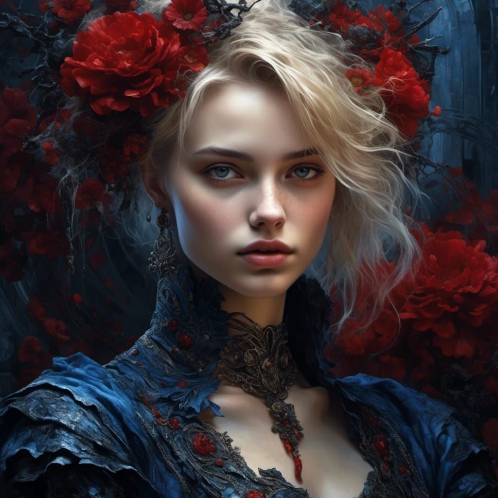 Beautiful Gothic Spanish Girl in Noble Costume