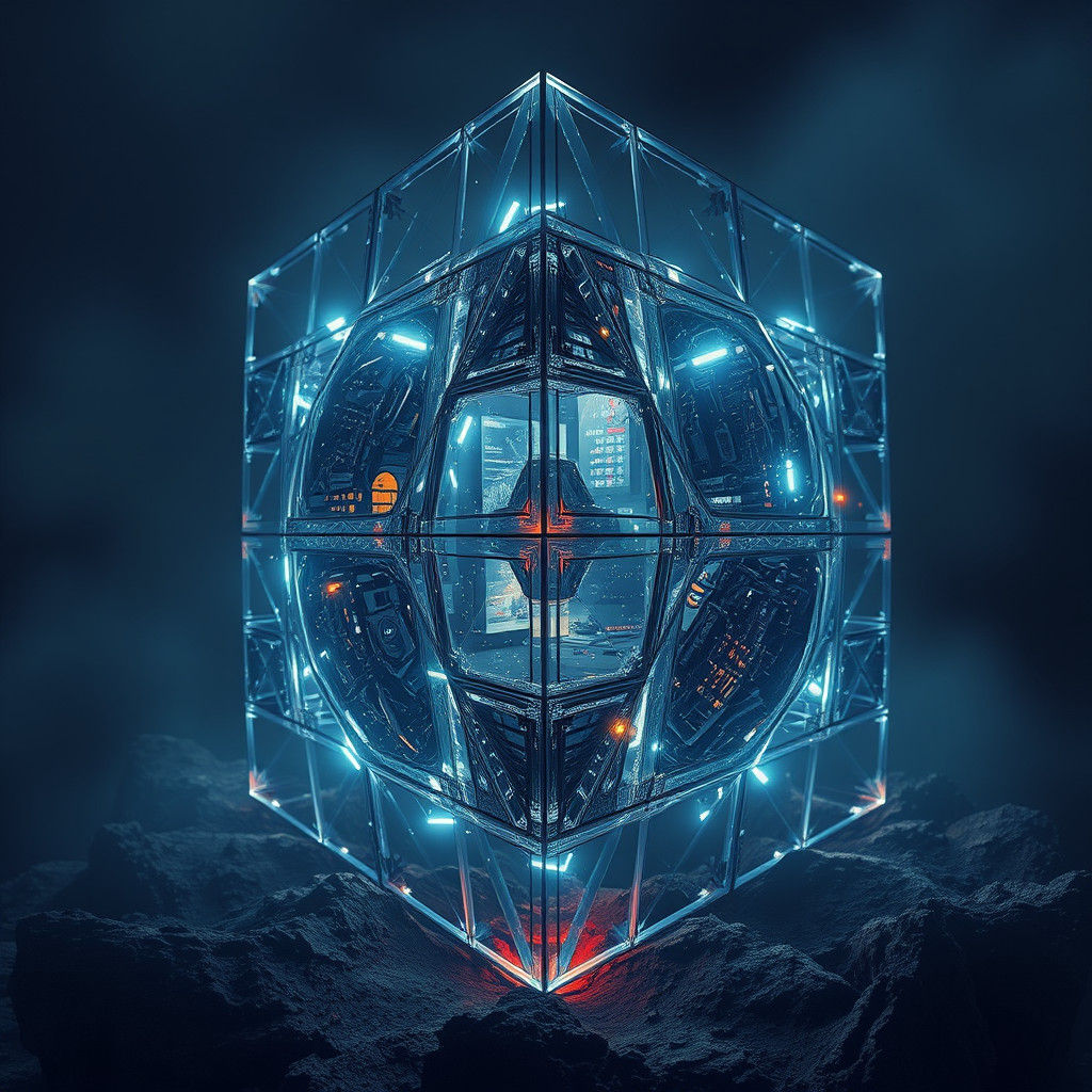 Hyperrealistic Cubic Structure with HDR Lighting