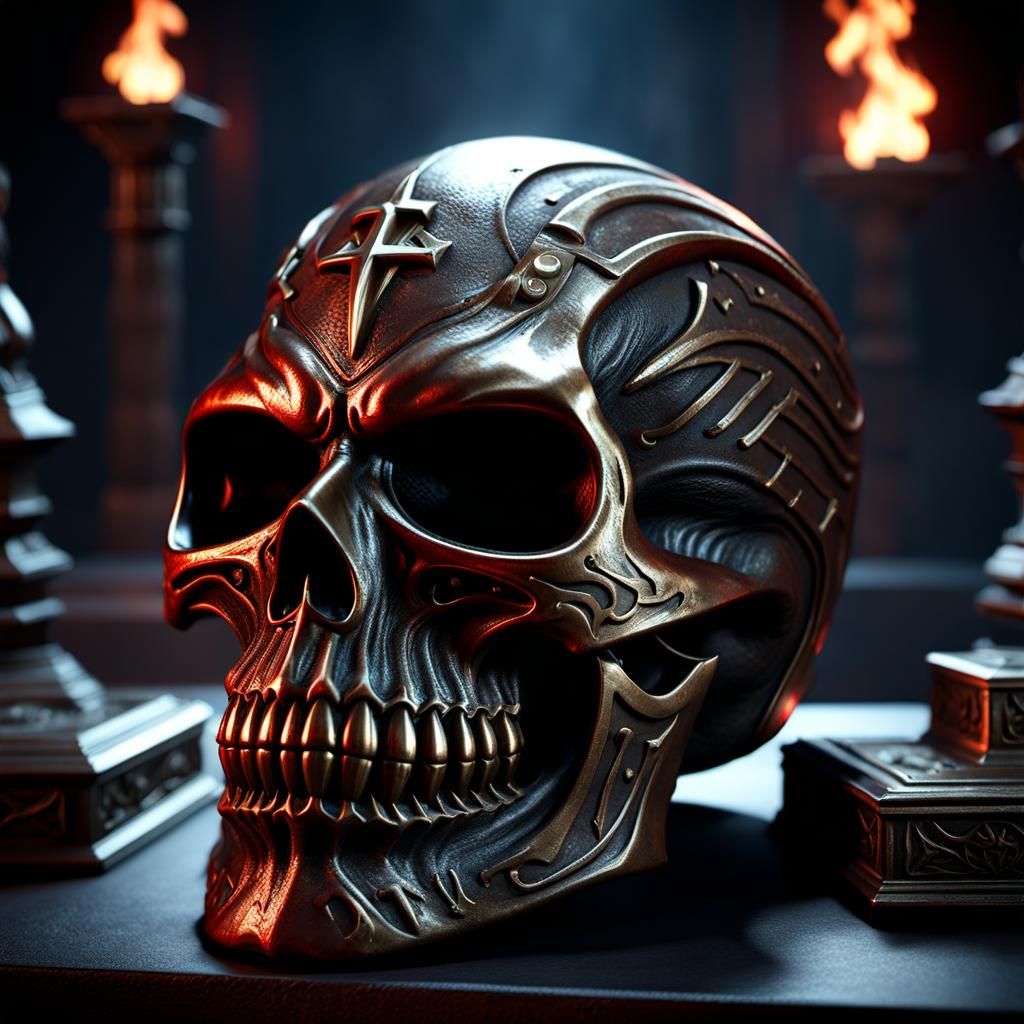 Cursed Red Skull of Satan in Bronze