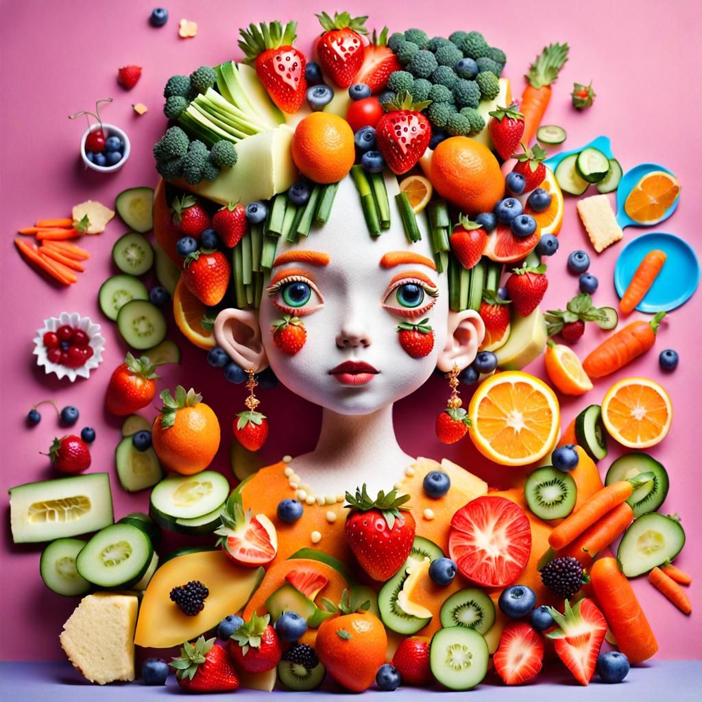 Girl Made of Food Products