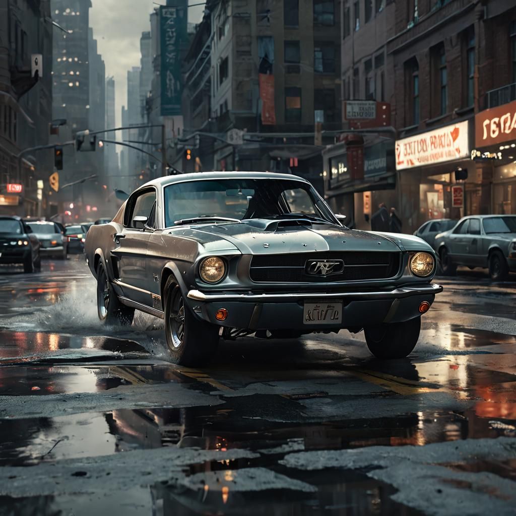 Eleanor Mustang Skids Through Intersection in Matte Painting
