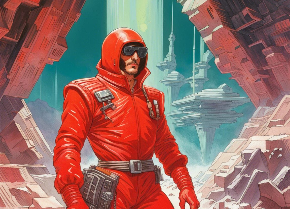 Space Pirate in Crystal Ruins: 1980s Sci-Fi Art