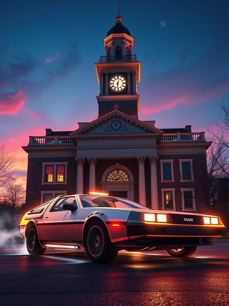 DeLorean Time Machine Poster Art in Unreal Engine