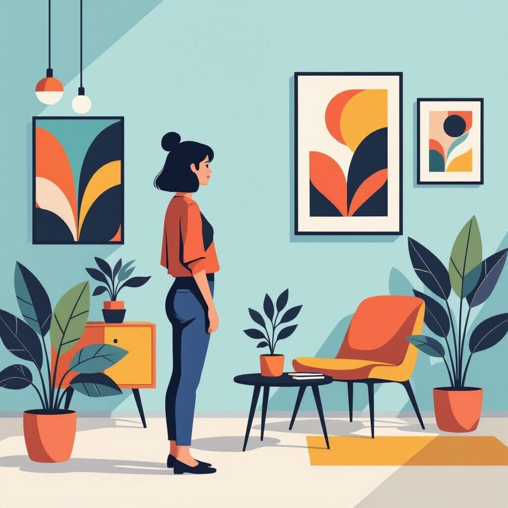 Minimalist Vector Person with Bold Lines and Bright Colors