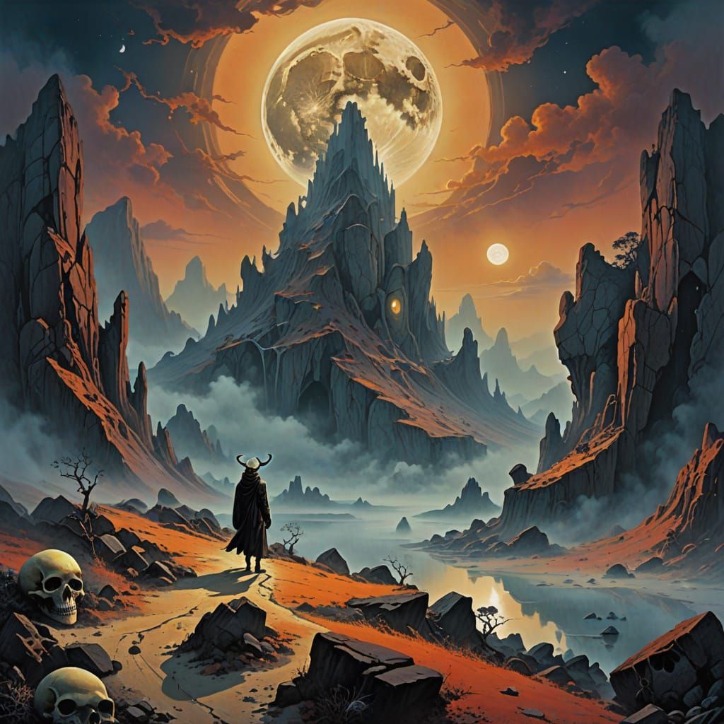 Surreal Fantasy Landscape with Ethereal Woman