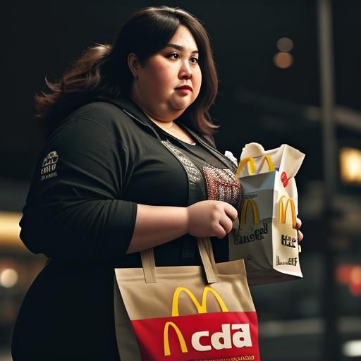 Hyperrealistic Image of Person with McDonald's Bag