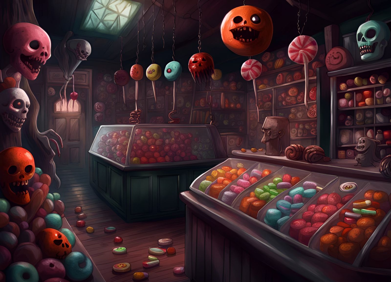 Horror Candy Shop: Scary Sweets Digital Painting
