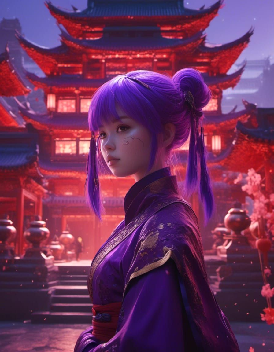 Redhead Girl in Ancient Chinese Setting, Anime Art