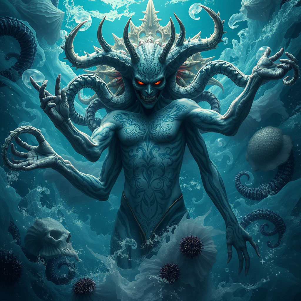 Otherworldly Evil Water Spirit Emerging from the Depths