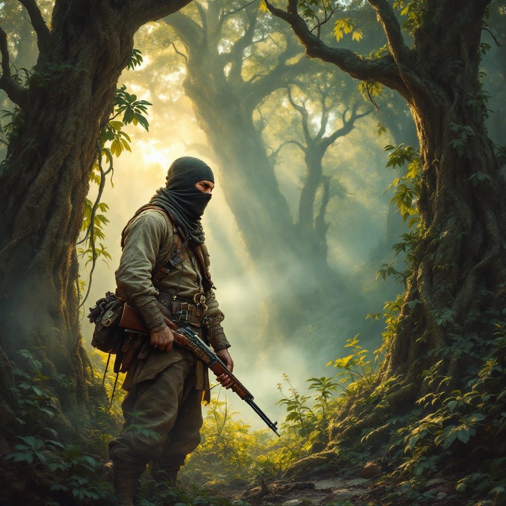 19th Century Soldier at Jungle Edge