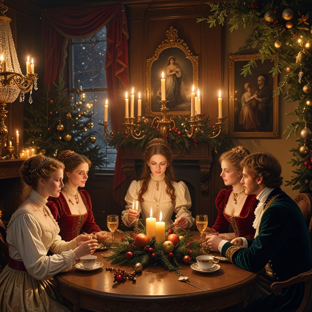 Jovial Friends Gather for a Victorian Christmas Feast in Cla...