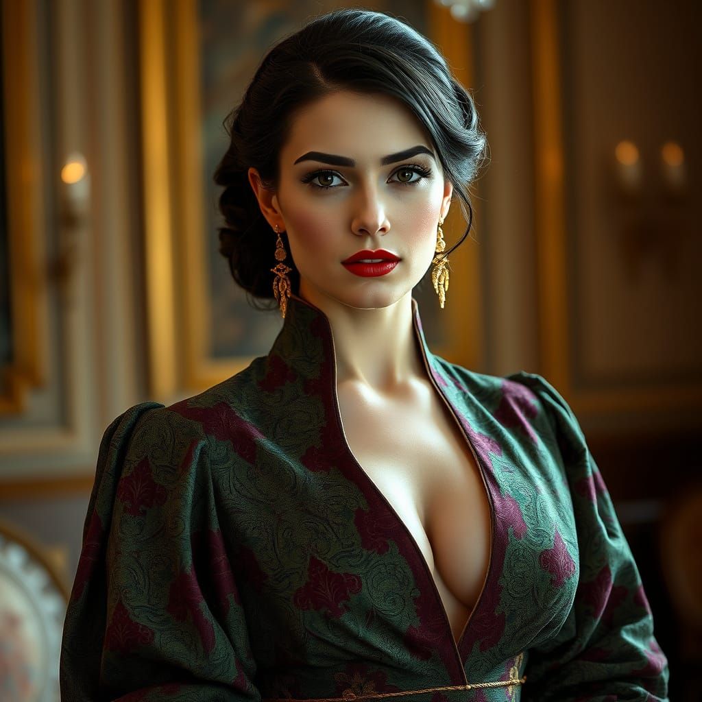 Regal Beauty in Lavish Gown