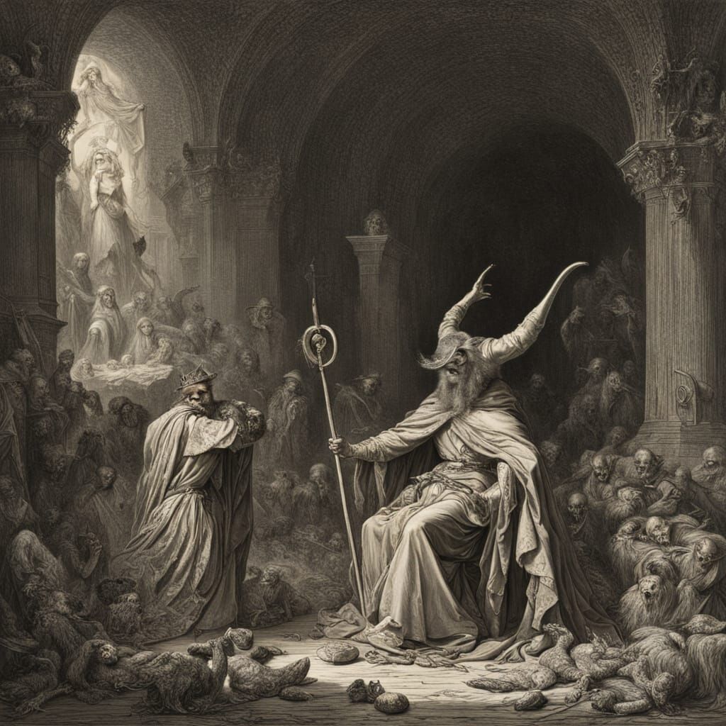 Faust's Pact with Mephistopheles: A Lithographic Horror