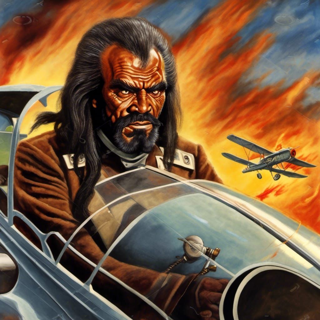 Klingon Pilot in Retro-Futuristic Biplane War