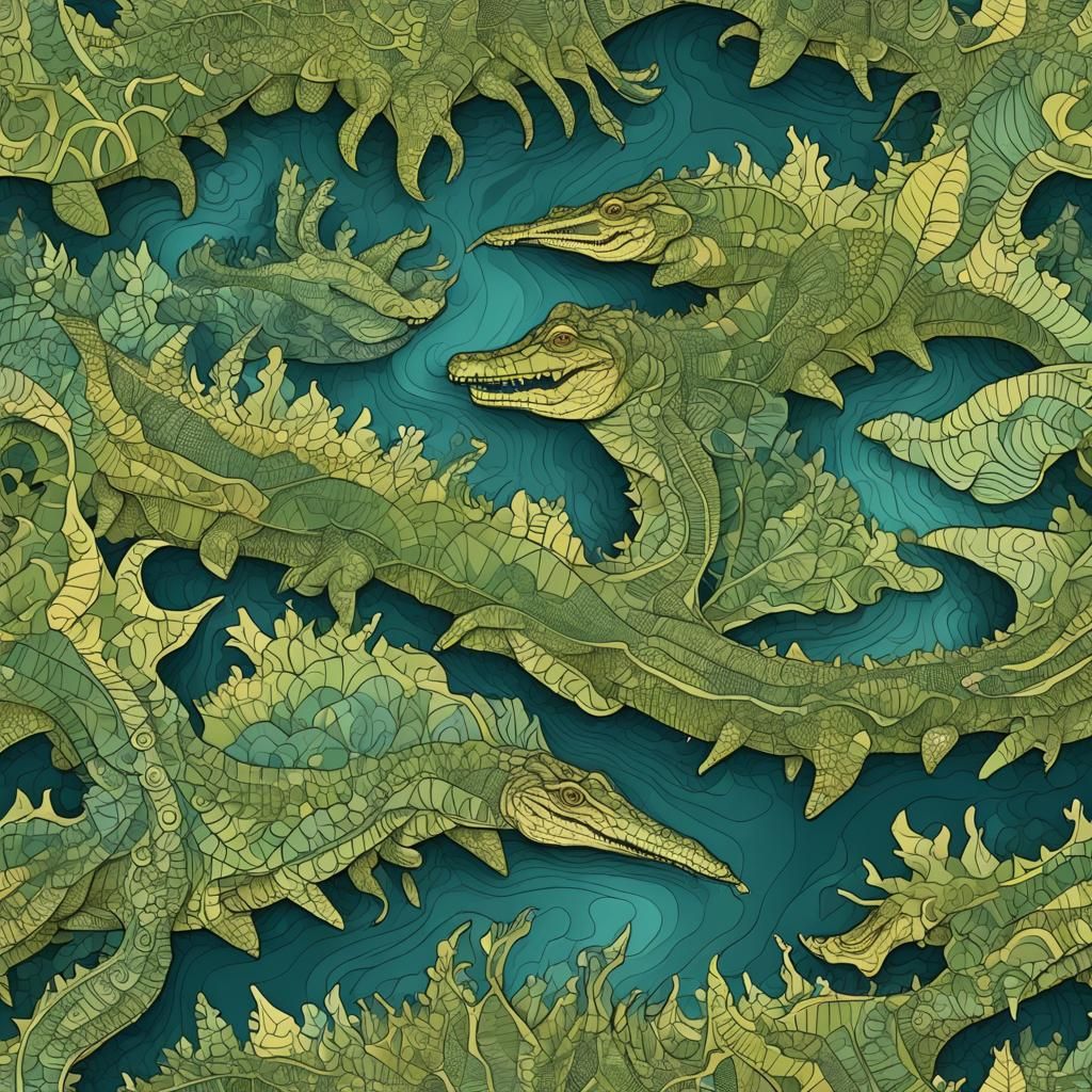 Abstract Fractal Alligator Lagoon with 3D Shading