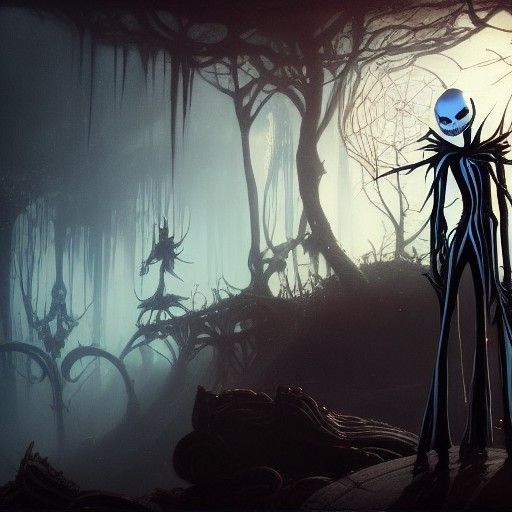 Hyperdetailed Jack Skellington Portrait in Dark Fantasy Styl...
