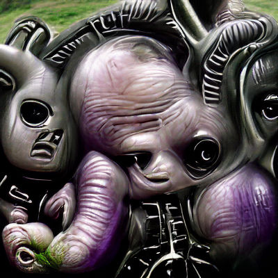Teletubbies in a Lovecraftian Giger Style