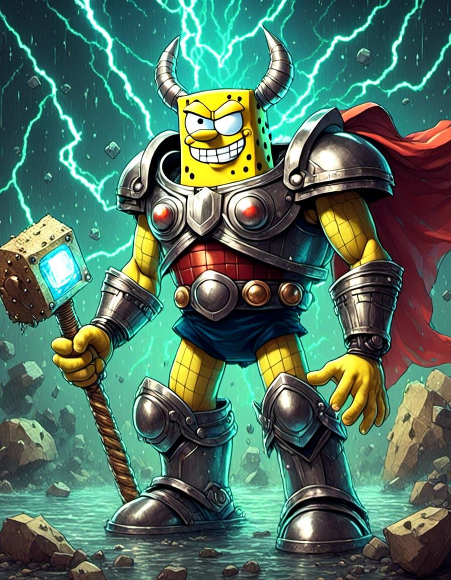 <lora:Mixed media:1.0> <lora:Anime:1.0>Sponge Bob Thor pants.