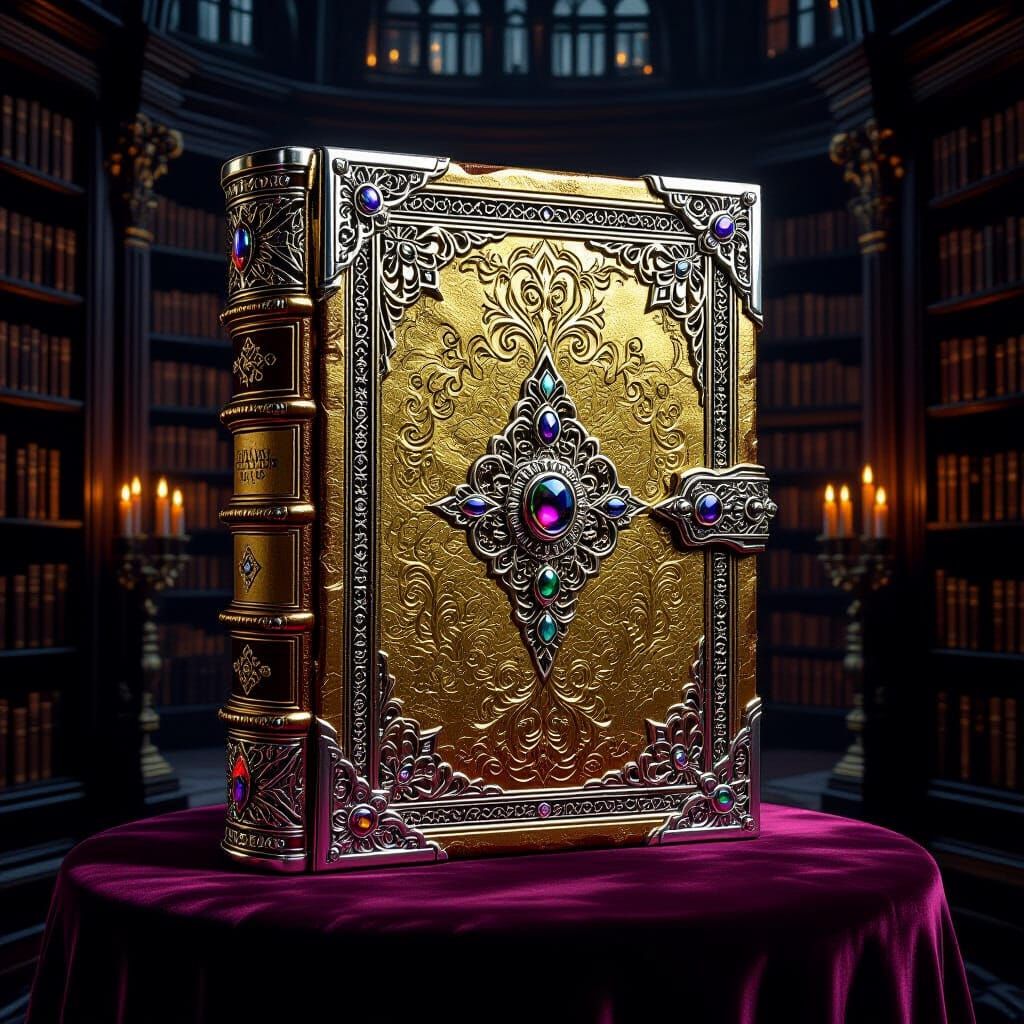Magnificent Ancient Tome with Gemstone Inlays