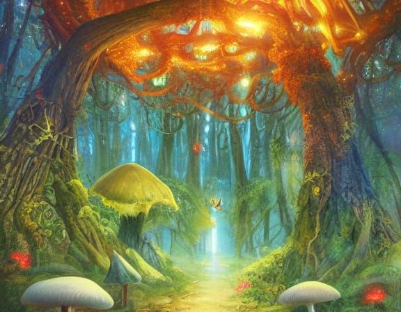 Mystical Forest Creature in Vibrant Oil Painting Style