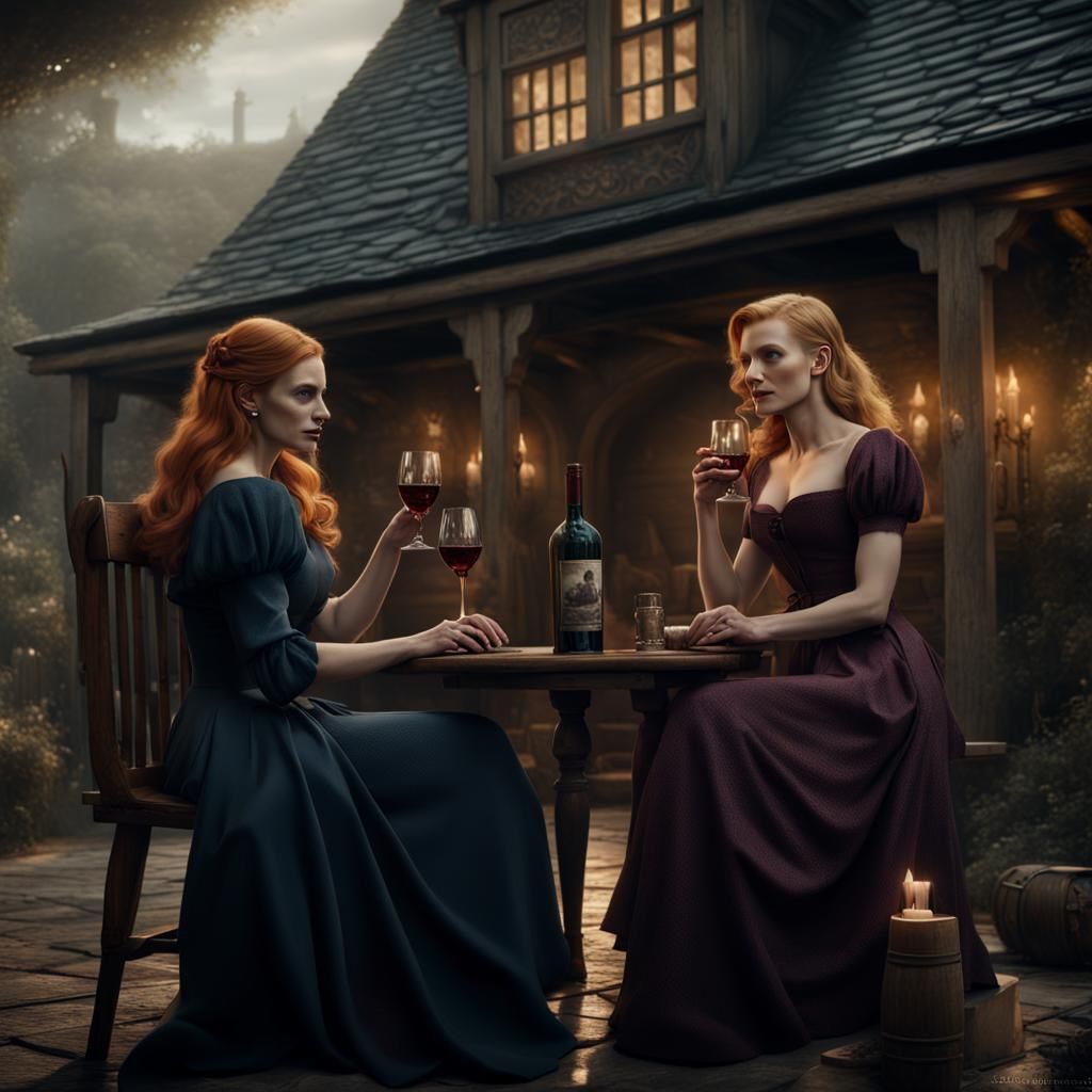 Jessica Chastain and Natalie Dormer in Cottagecore Art