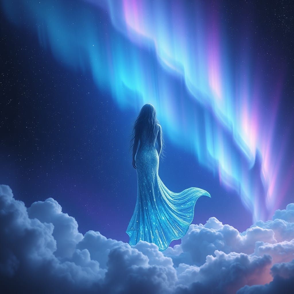 Celestial Siren Shines Resplendent in Starry, Dreamlike Nigh...