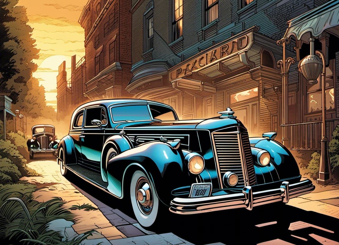 Packard Car in Comic Book Art Style