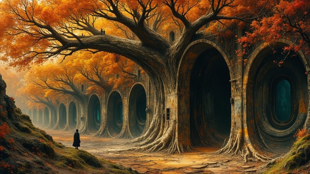 Hidden City Beneath Ancient Tree, Icarus the Sojourner