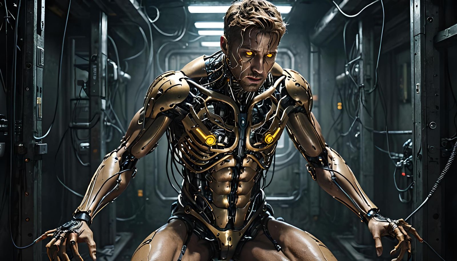 Cyberpunk Horror God Imprisoned in Machine