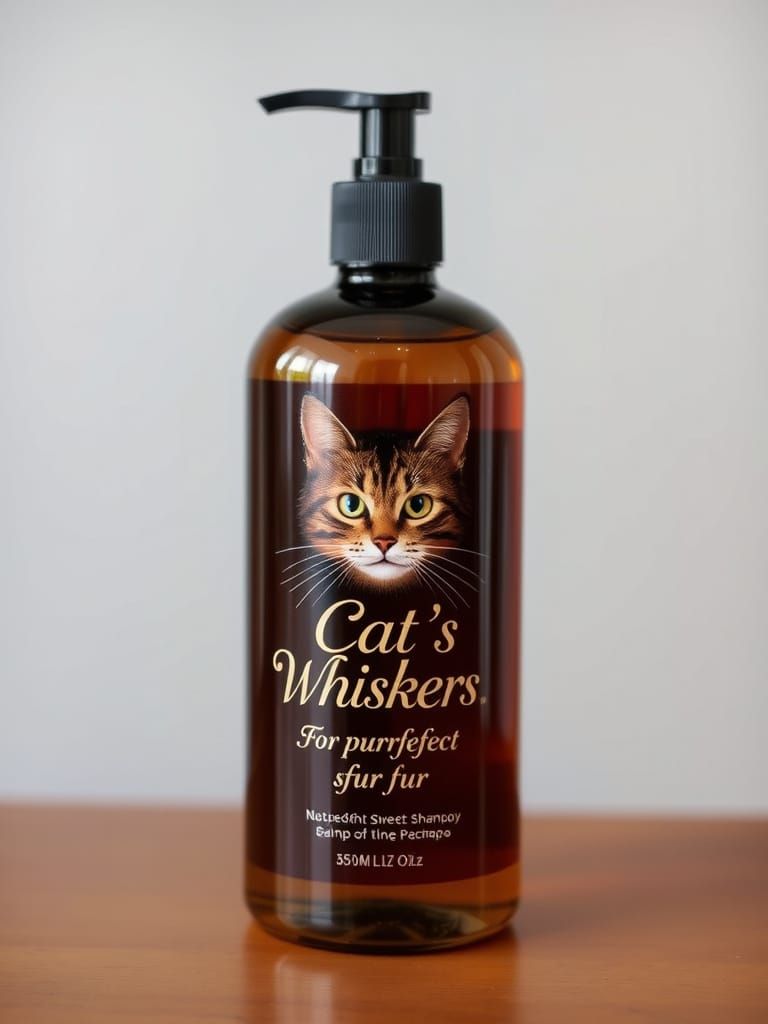 Elegant Cat Advertises Shampoo in Whimsical Design