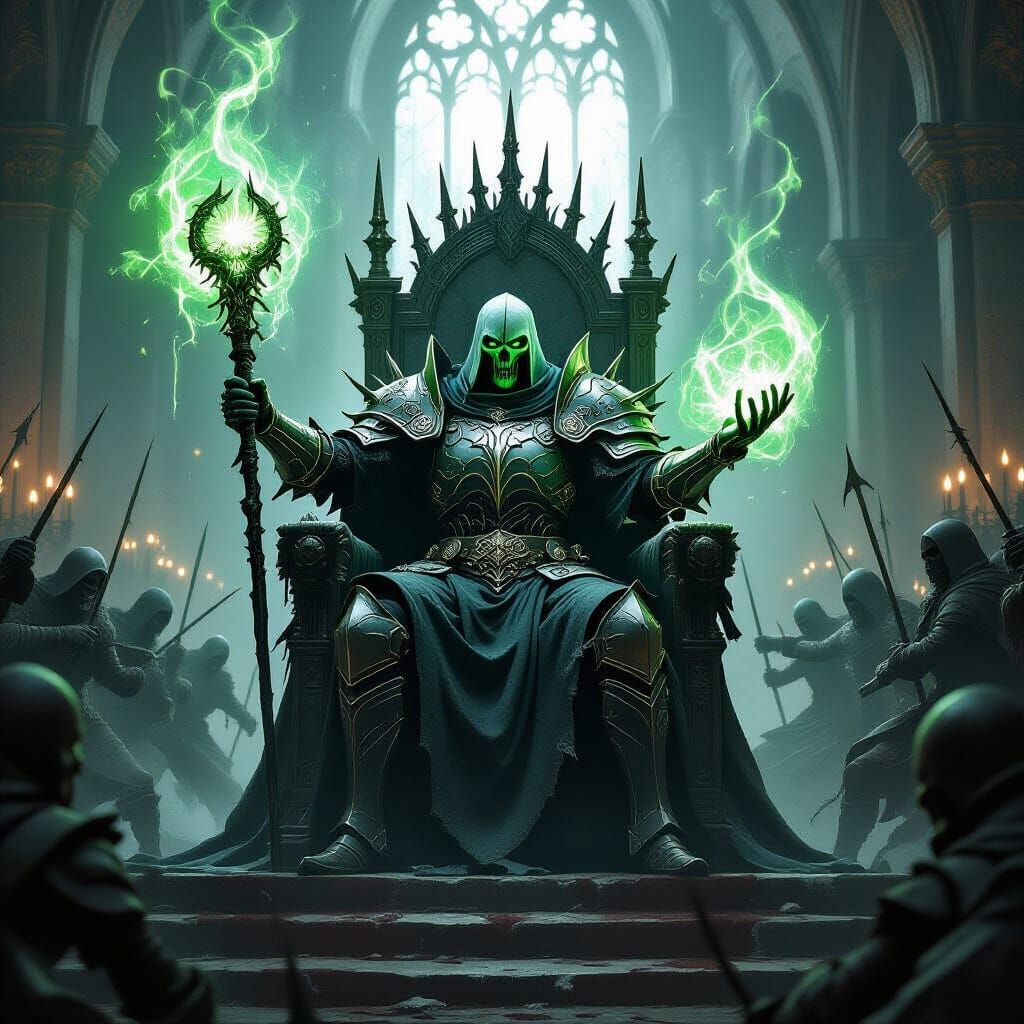 Menacing Lich Knight in Gothic Throne Room