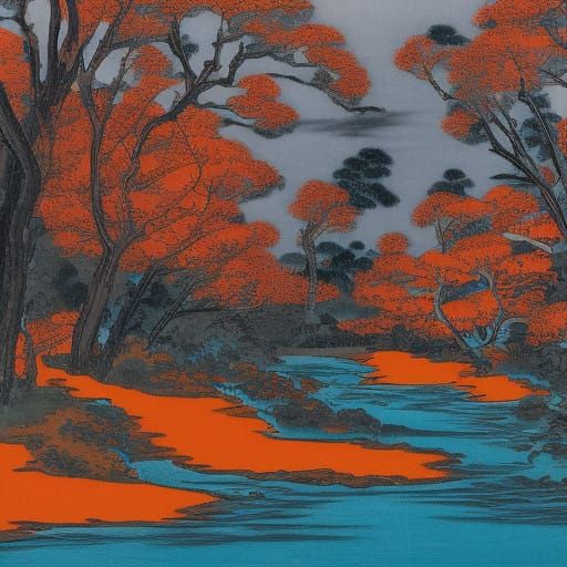 Surreal Landscape Painting in Modigliani Style