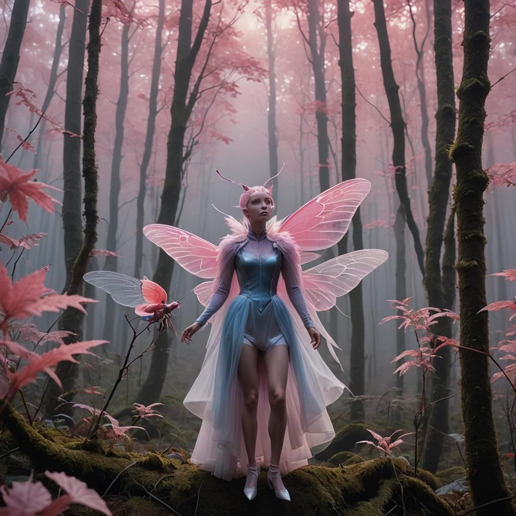 Hybrid Creature in Misty Forest, in Surreal Style