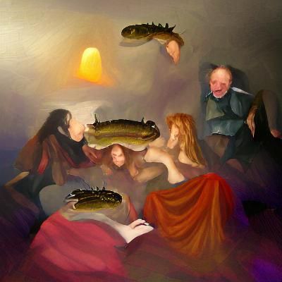 Renaissance Drunkards: A Storybook Oil Painting