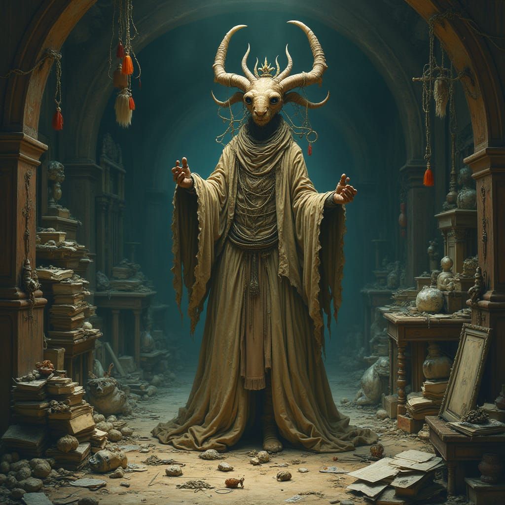 Deity of Forgotten Relics in Dreamlike Baroque Style