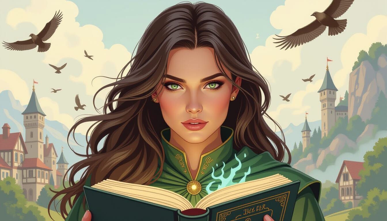 Fantasy Book Cover in Modern Illustration Style