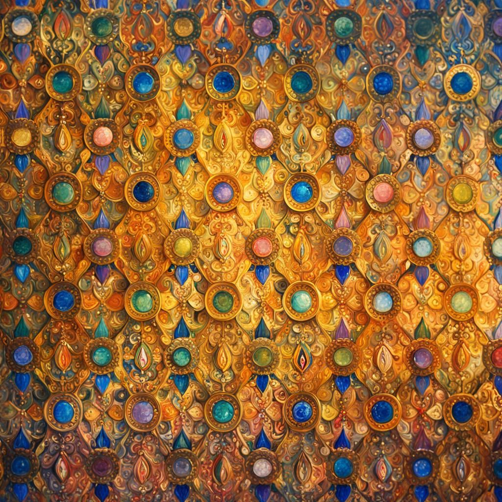 Barrados in Ornate Hall: Gouache Impressionist Painting