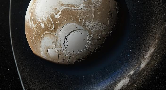 Planet Pluto has a marble effect