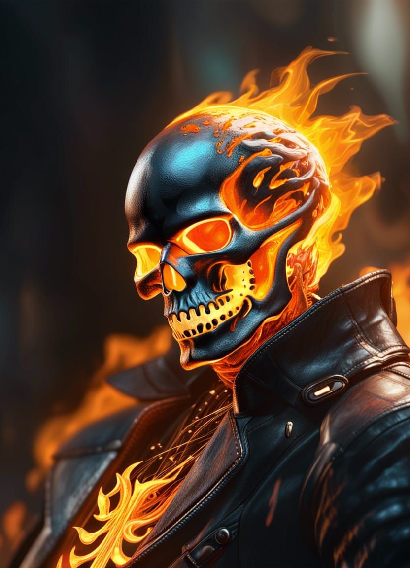 Ghost Rider Concept Art in Triadic Colors