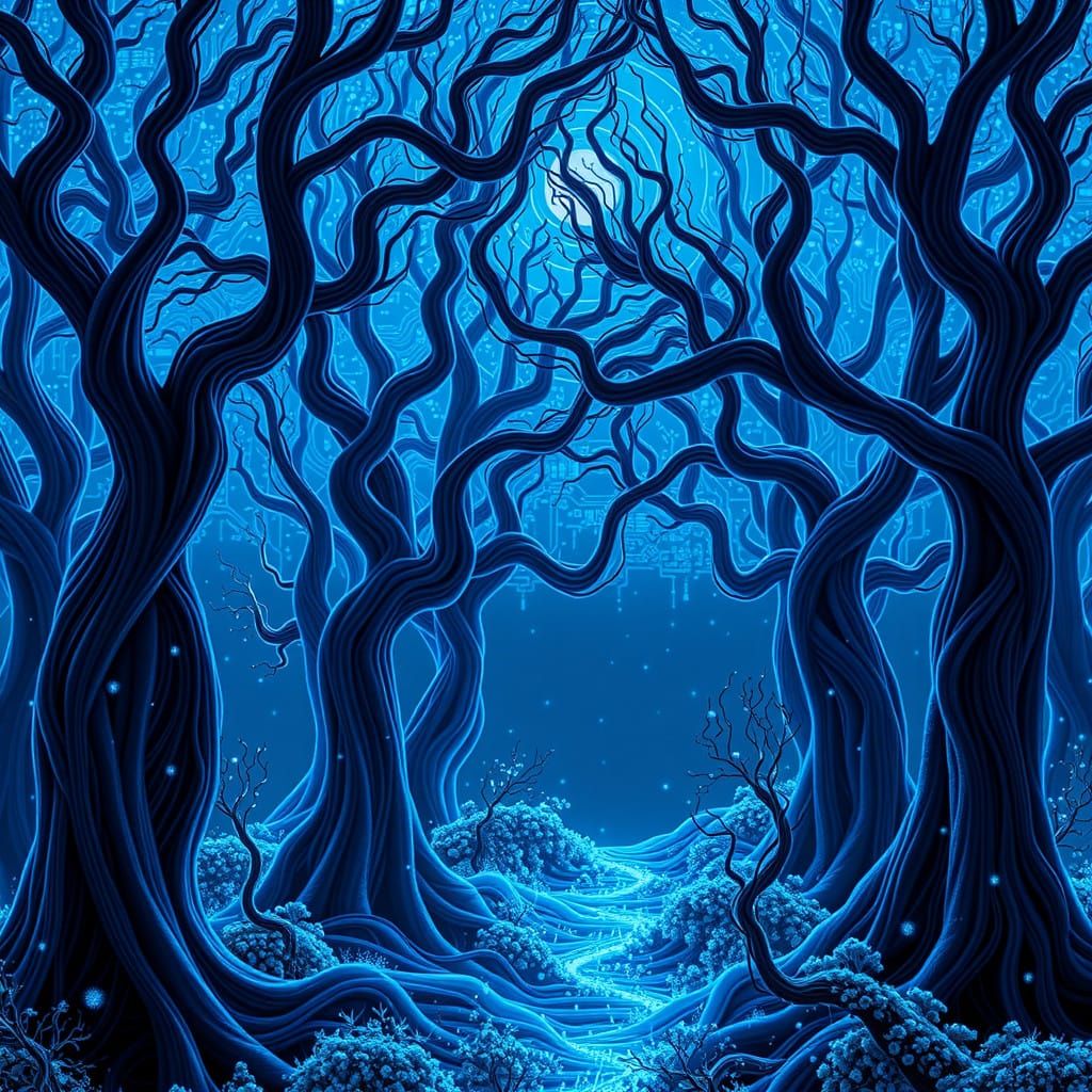 Ethereal Neon Forest of Circuit Wires