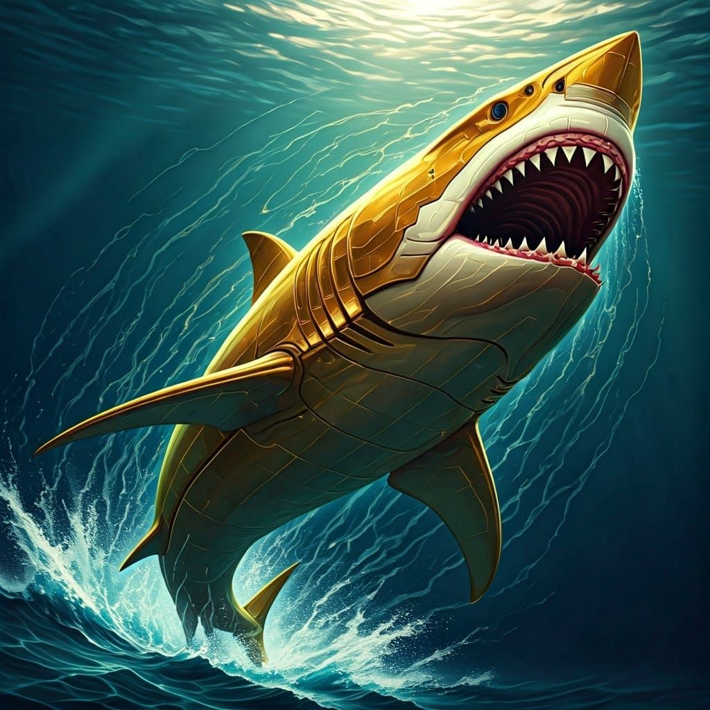 Golden Supermegalodon Prime One Million: Biomechanical Shark...