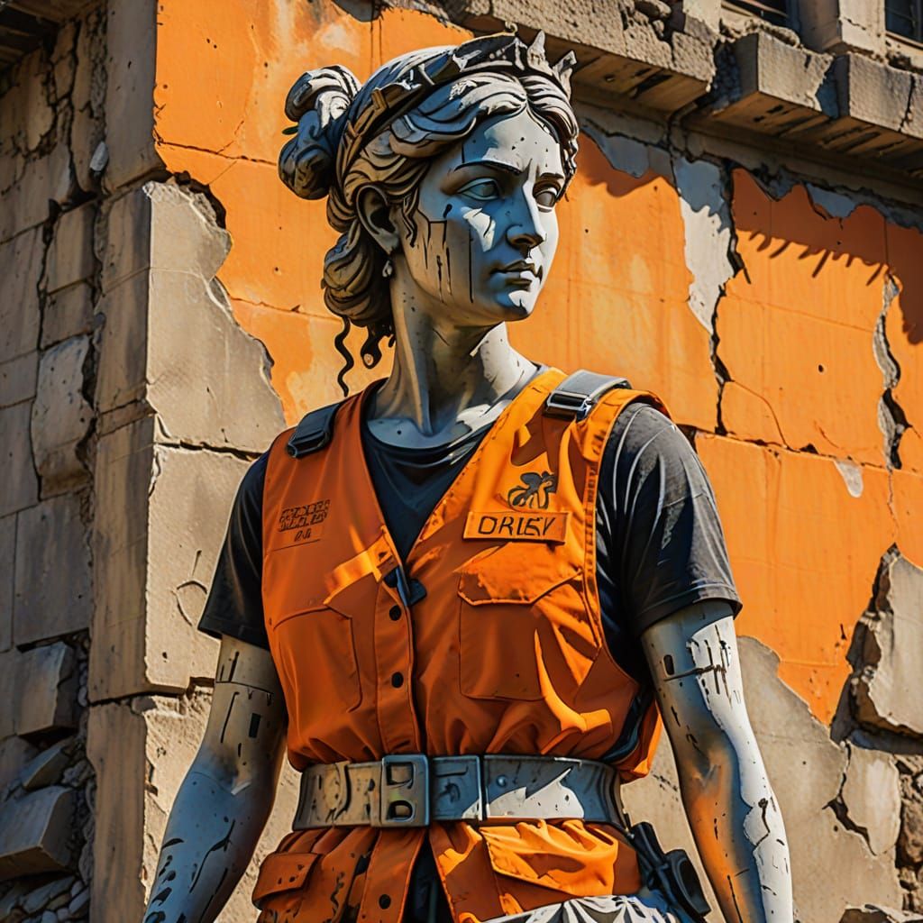 Street Art: Greek Goddess in Safety Vest