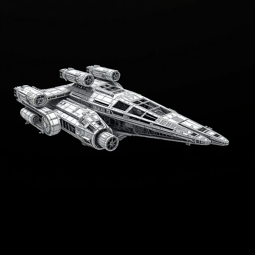 EAS Agamemnon Spaceship: Wireframe Rendering