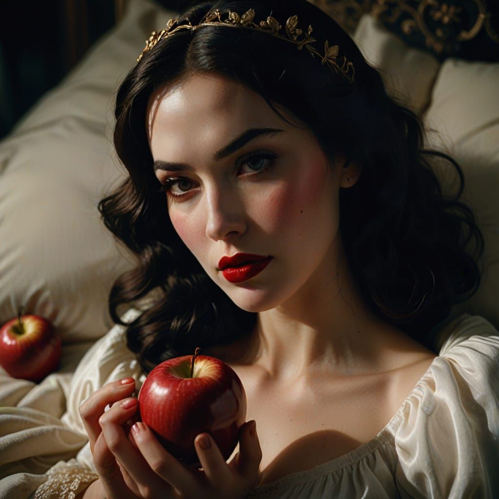 Sensual Snow White Portrait in Warm Golden Tones