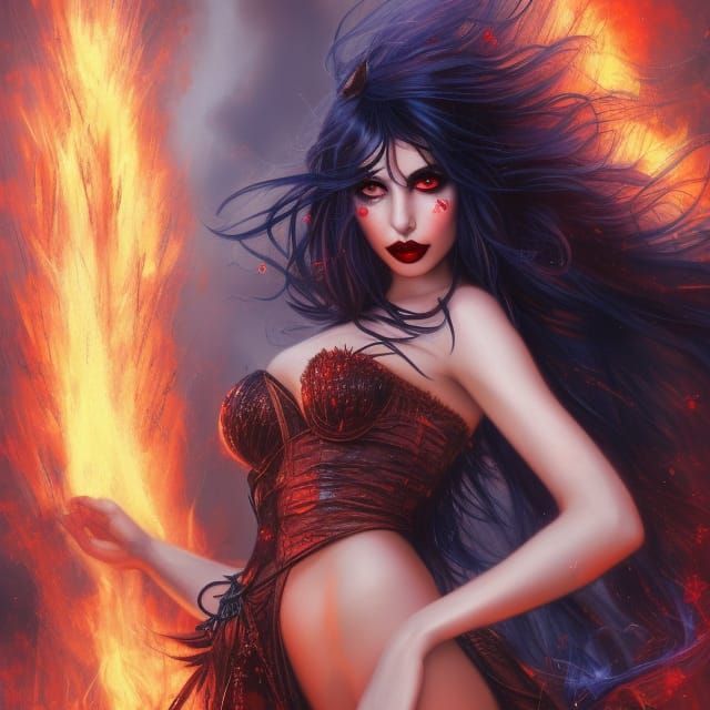 Gothic Fire Fairy in Fantasy Art Style