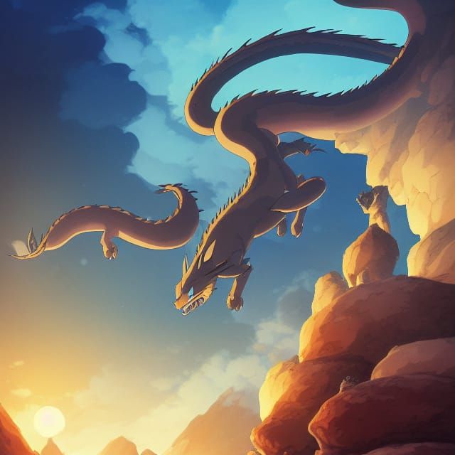 Dragon Cat in Studio Ghibli Anime Style