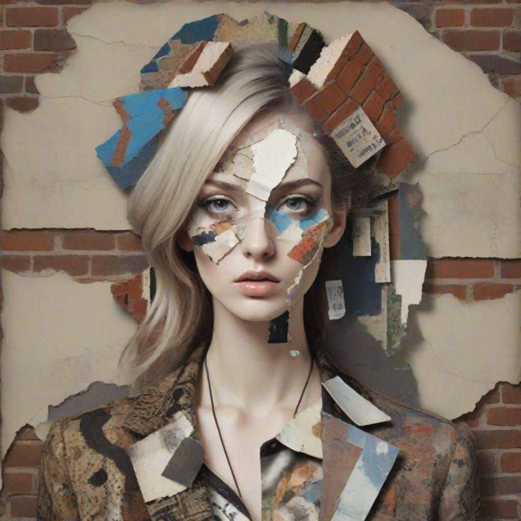 Surreal Collage Portrait in Shattered Elegance
